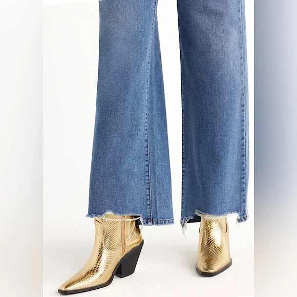 NWOT Western Booties Gold  Snake-Like Design Women’s 7.5 (Scoop) - Picture 2 of 6